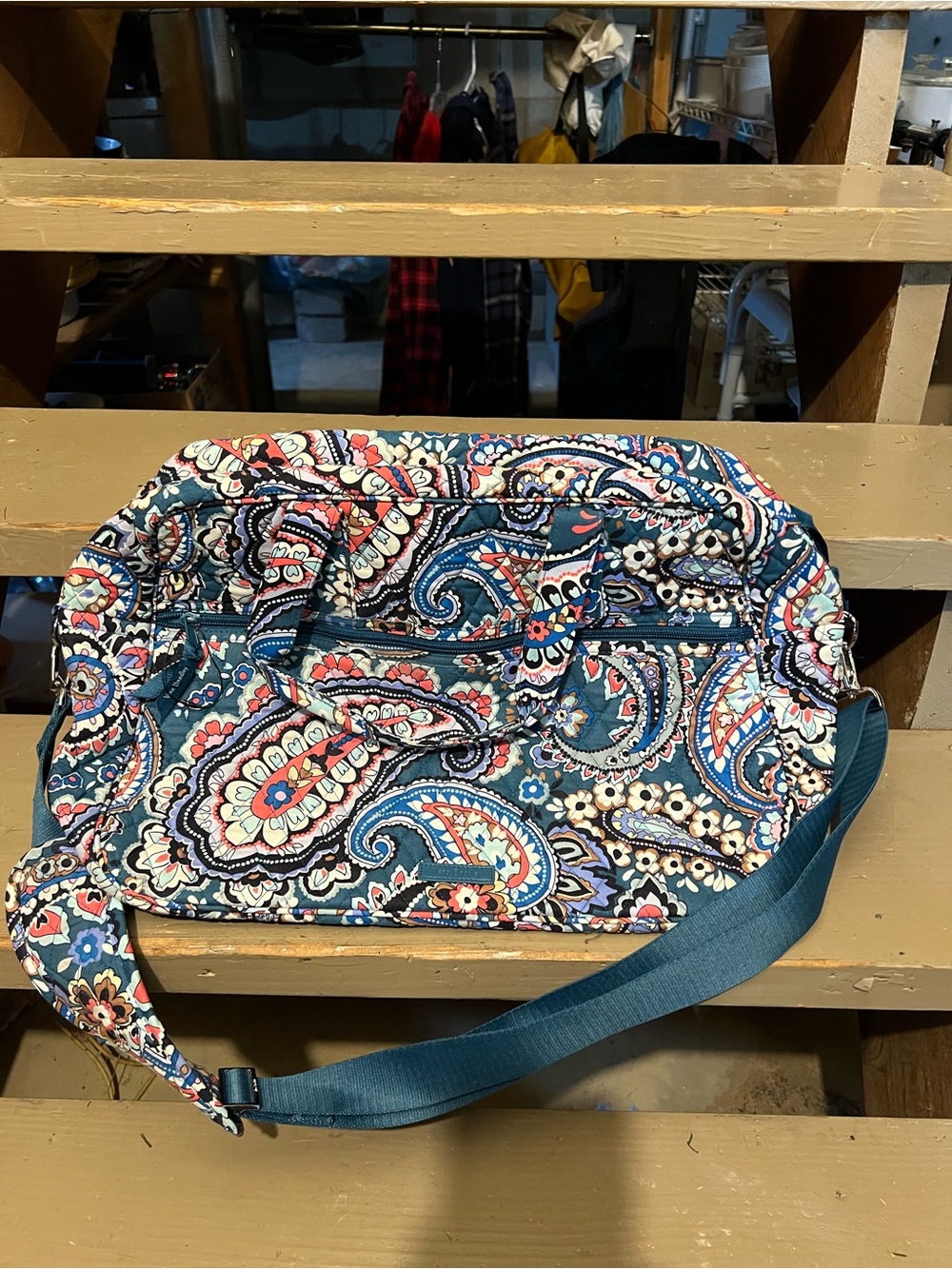 Quilted Paisley Crossbody Bag - Teal Multi